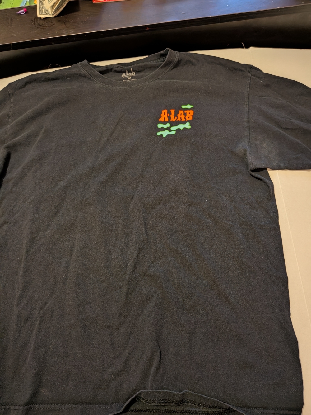 A-Lab Black Short-Sleeve Graphic Tee with Green Accent
